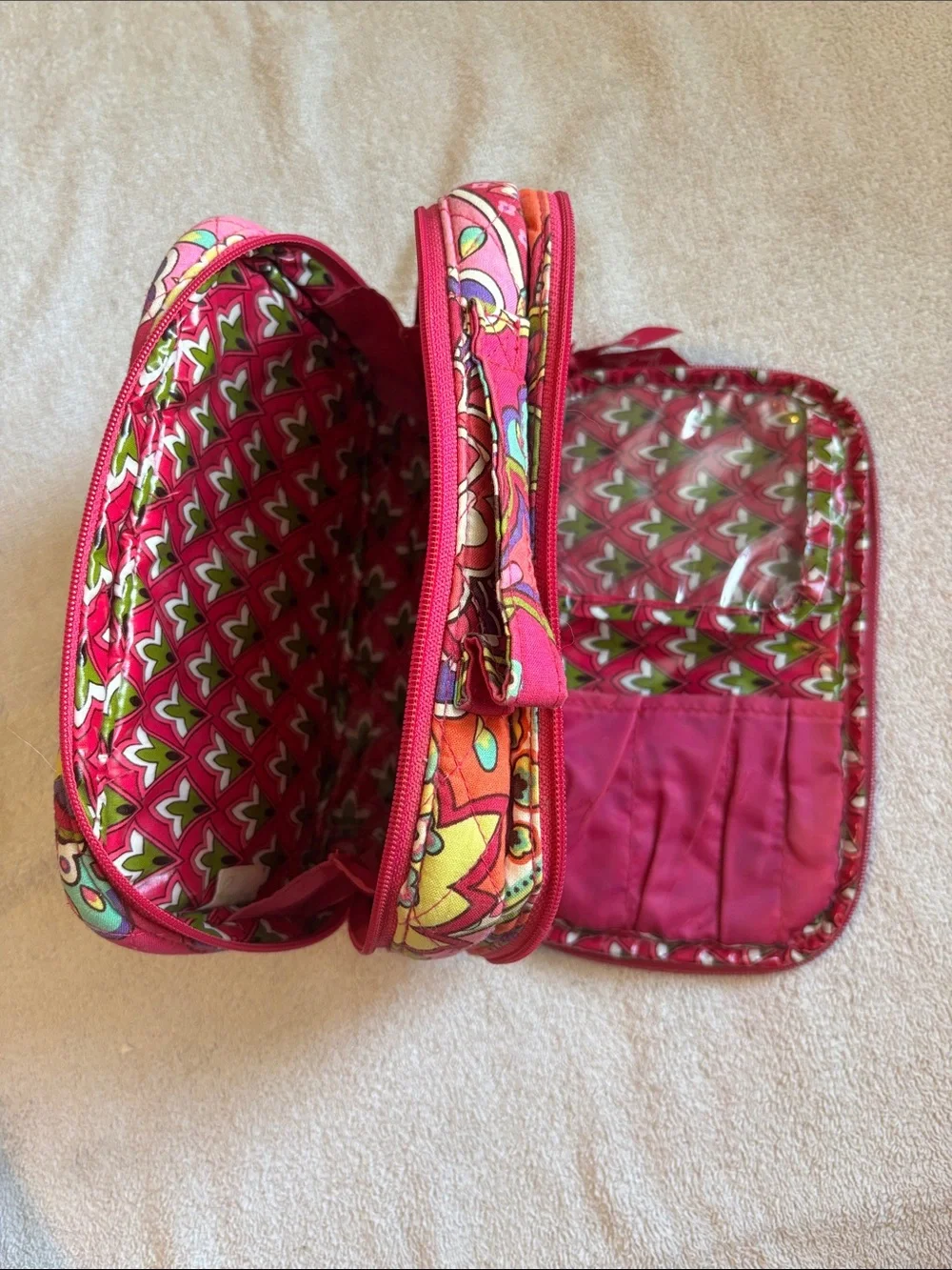 Vera Bradley Fuchsia Paisley Quilted Cosmetic Case